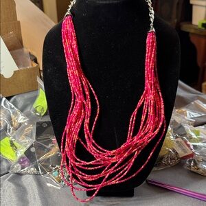 Paparazzi Vibrant Pink Multi-Strand Necklace